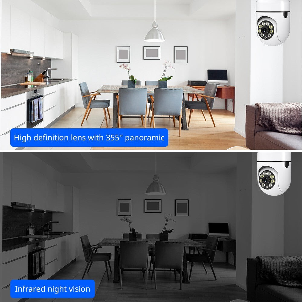 1080P E27 Light Bulb Camera Wireless Wifi Night Vision Camera Home Security 360°