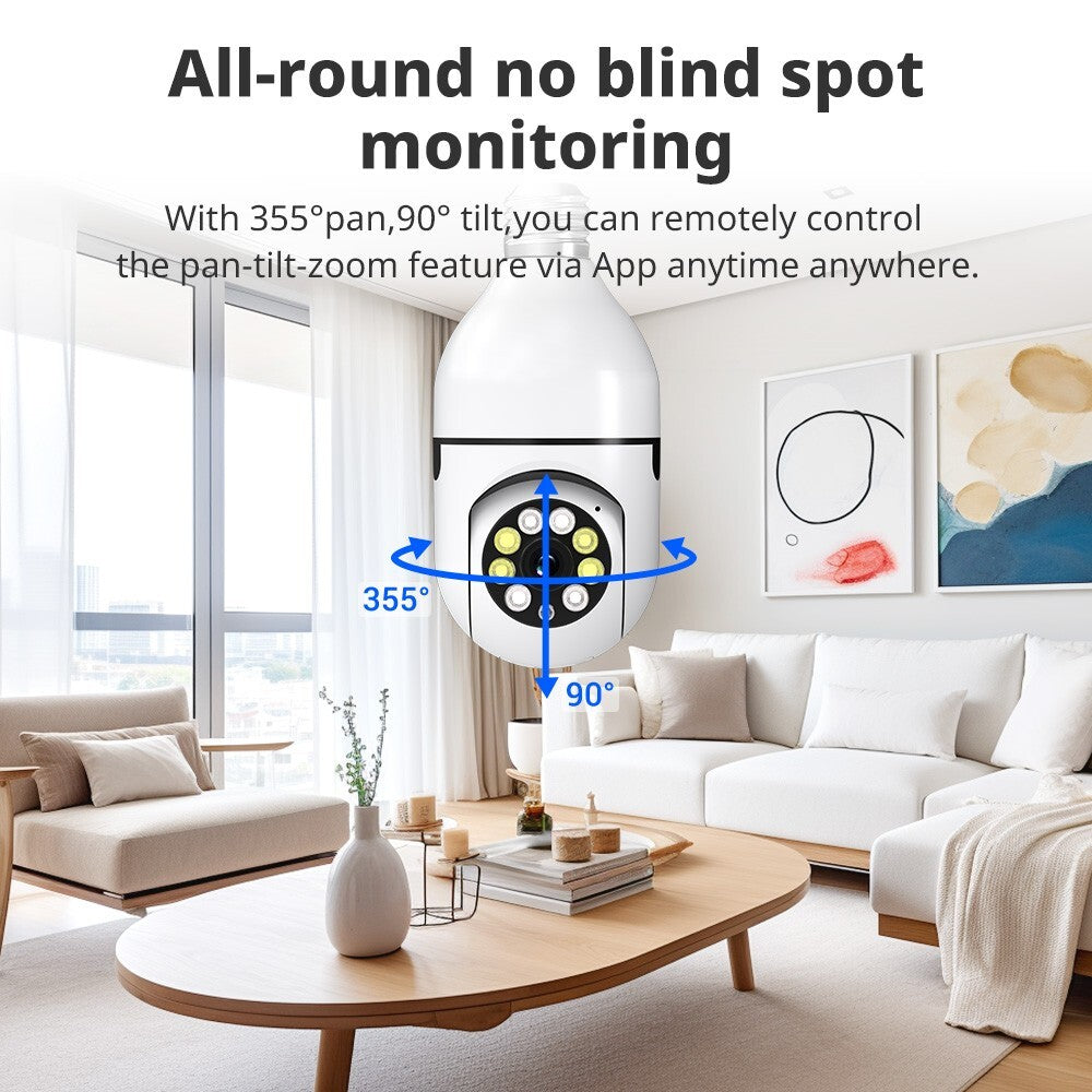 1080P E27 Light Bulb Camera Wireless Wifi Night Vision Camera Home Security 360°