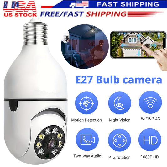 1080P E27 Light Bulb Camera Wireless Wifi Night Vision Camera Home Security 360°